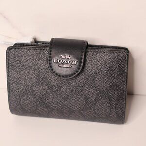 COACH Medium Corner Zip Wallet In Signature Canvas